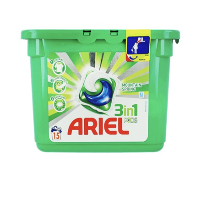 Ariel 3in1 Mountain Spring Washing Gel Capsules 15 pcs